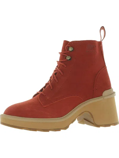 Shop Sorel Womens Leather Lace Up Ankle Boots In Red