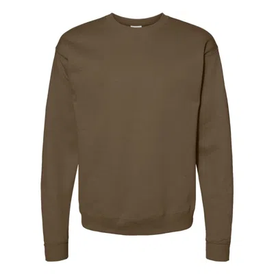Shop Hanes Ecosmart Crewneck Sweatshirt In Brown
