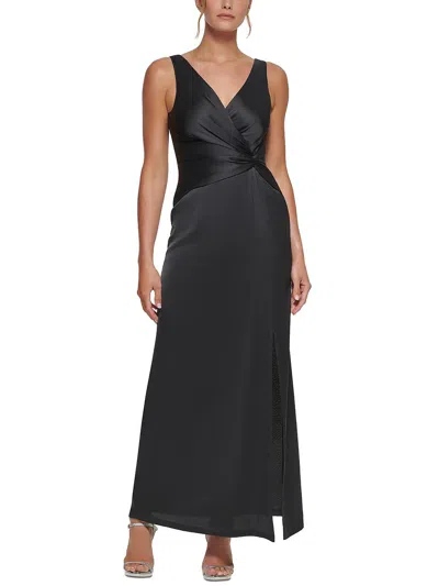 Shop Dkny Womens Satin Maxi Fit & Flare Dress In Black