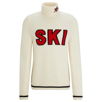 Shop Hugo Boss X Perfect Moment Virgin-wool Sweater With 'ski' Intarsia In White