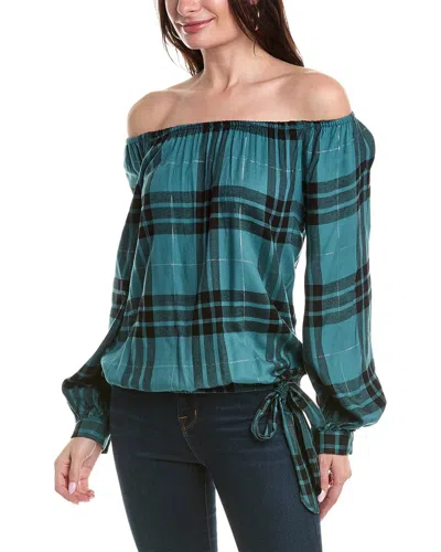 Shop Vince Camuto Off-the-shoulder Blouse In Green
