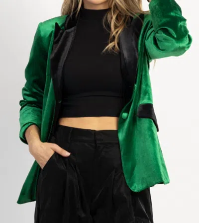 Shop Sundayup Velvet Collar Jacket In Margaux Green In Multi