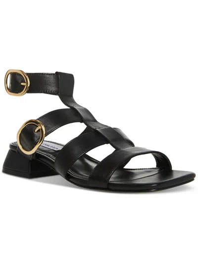 Shop Steve Madden Aylin Womens Leather Square Toe Gladiator Sandals In Black