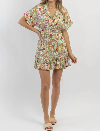 The Clothing Company Belted Mini Dress In Flora Magenta In Multi