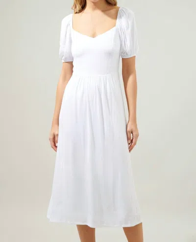 Shop Sugarlips Alessi Puff Sleeve Poplin Midi Dress In White