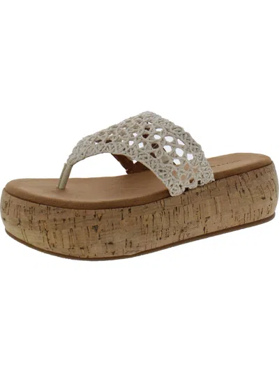 Shop Lucky Brand Jaslene Womens Macrame Thong Slide Sandals In Multi