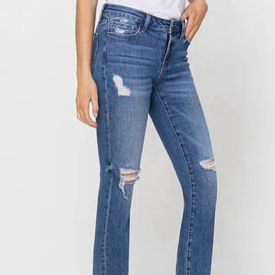 Shop Vervet By Flying Monkey Carlene Mid Rise Crop Slim Straight Jean In Blue