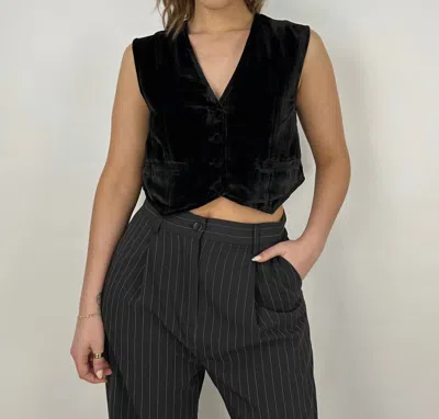 Shop Et Clet Velvet Boxy Cropped Vest In Black