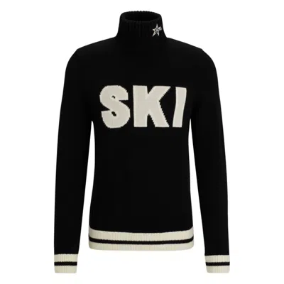 Shop Hugo Boss X Perfect Moment Virgin-wool Sweater With 'ski' Intarsia In Black