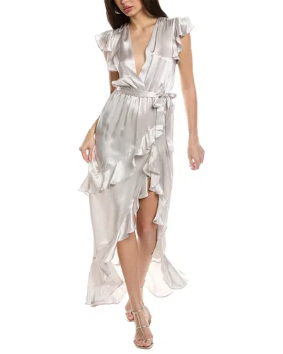 Shop Amanda Uprichard Johanna Silk Maxi Dress In Silver