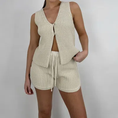 Shop Et Clet Chunky Knit Vest & Short Set In Beige