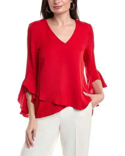 Shop Vince Camuto Flutter Sleeve Tunic In Red
