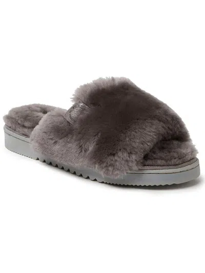 Shop Fireside By Dearfoams Womens Shearling Comfy Slide Slippers In Grey