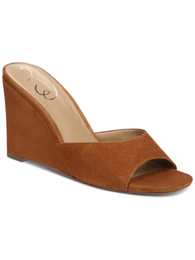Shop Sam Edelman Merrick Womens Suede Slip-on Wedge Sandals In Multi