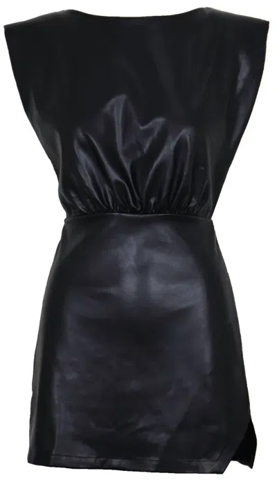 Shop Lucy Paris Pat Faux Leather Mini Dress In Black