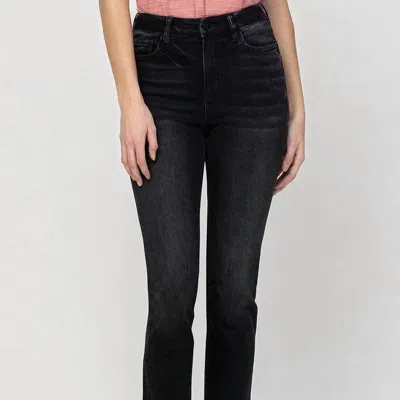 Vervet By Flying Monkey Jeanne High Rise Slim Straight Jeans In Black In Black
