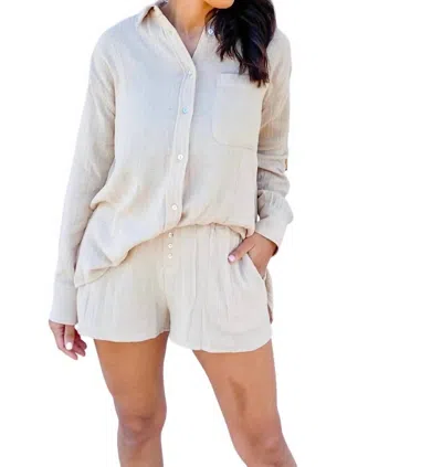 Shop Nia Gauze Shorts In Natural In White