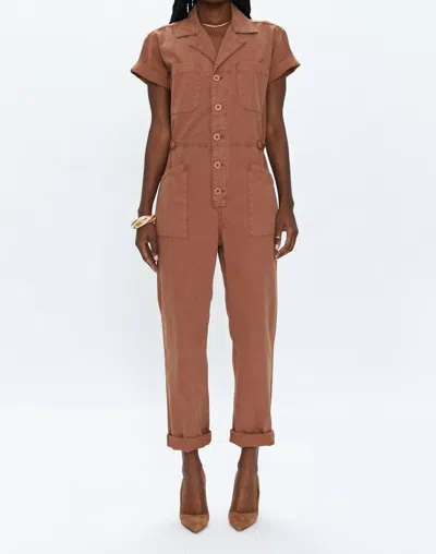 Shop Pistola Grover Short Sleeve Field Suit In Cinnamon In Brown