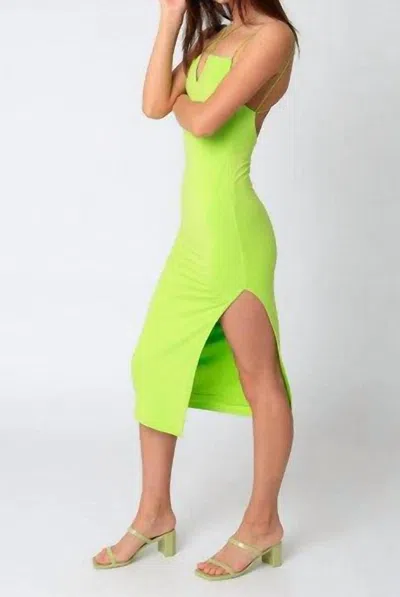 Shop Olivaceous The Summer Orchard Knit Midi Dress In Lime Green