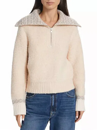 Shop Dh New York Lexi Half-zip Sweater In Ivory Combo In White