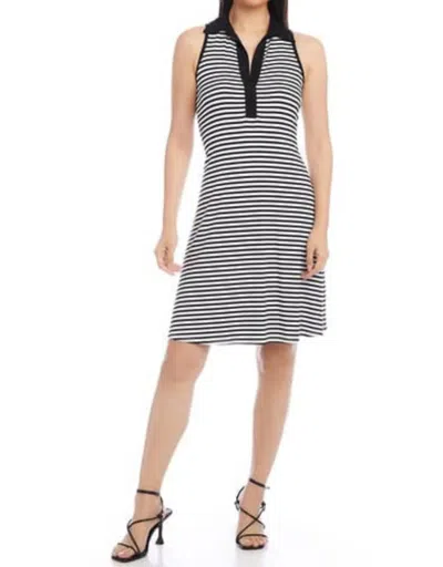 Shop Karen Kane Going Green Contrast Dress In Black/white Striped In Multi