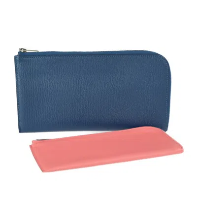 Shop Hermes Remix Duo Leather Wallet () In Blue