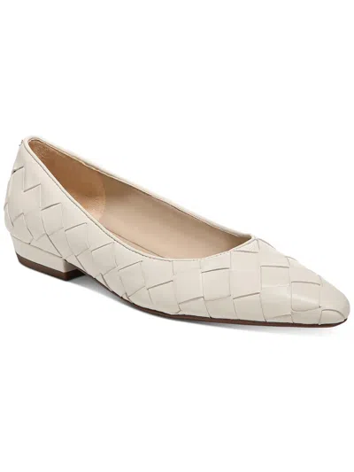 Shop Sam Edelman Joy Womens Leather Basketweave Ballet Flats In White