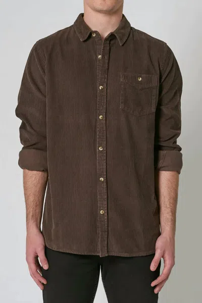 Shop Rolla's Men At Work Cord Shirt In Brown
