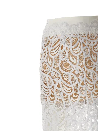 Shop Ermanno Scervino Lace Longuette Skirt Skirts White