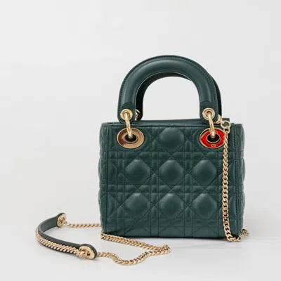 Pre-owned Dior Small Lady  Green Shoulder Bags