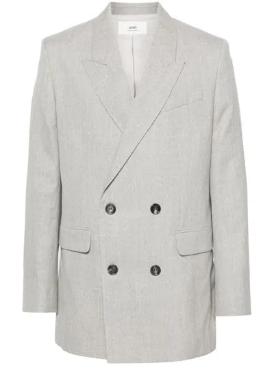 Shop Ami Alexandre Mattiussi Ami Paris Jacket In Light Heather Grey