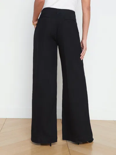 Shop L Agence Brie Linen Wide-leg Pant In Black