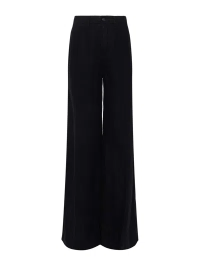 Shop L Agence Brie Linen Wide-leg Pant In Black