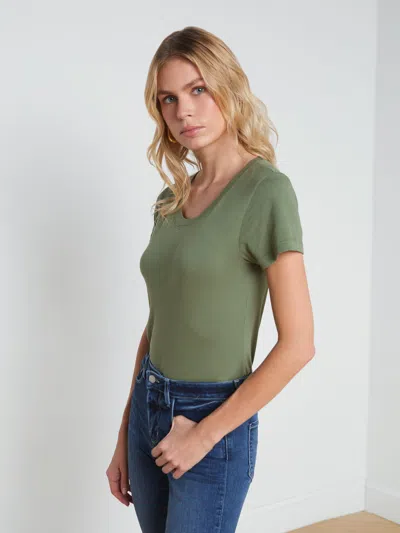 Shop L Agence Cory Cotton Scoopneck Tee In Clover