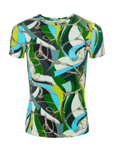Shop L Agence Ressi Fitted Tee In Small Sea Green Belt Swirl