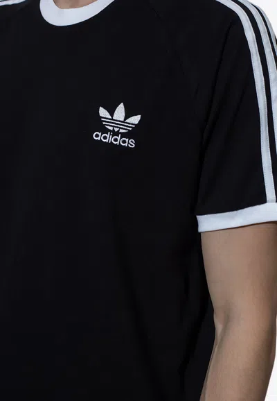 Shop Adidas Originals Adicolor Logo Embroidered Crewneck T-shirt In Black