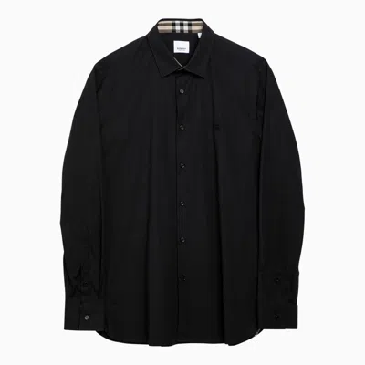 Shop Burberry Black Stretch Cotton Shirt Men