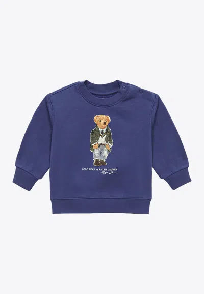 Shop Polo Ralph Lauren Babies Crewneck Long-sleeved Sweatshirt In Blue