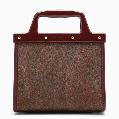 Shop Etro Love Trotter Small Burgundy Bag With Jacquard Pattern Women In Red