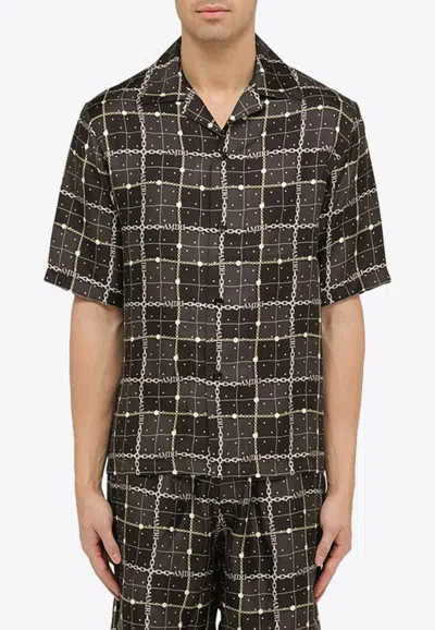 Shop Amiri Chain-pattern Silk Shirt In Black