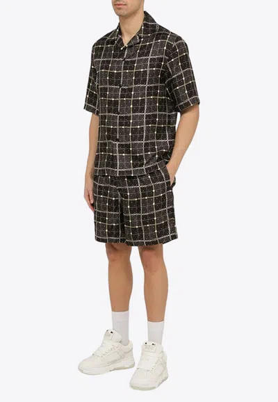 Shop Amiri Chain-pattern Silk Shirt In Black