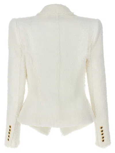 Shop Balmain Tweed Blazer In White