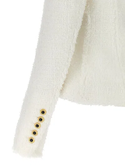 Shop Balmain Tweed Blazer In White