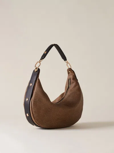 Shop Borbonese Borsa Hobo M. Bags In 311 Op Naturale/nero