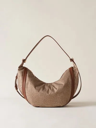 Shop Borbonese Borsa Hobo Medium Bags In 994 Beige/marrone