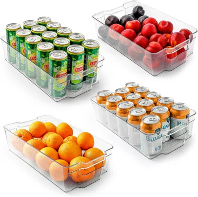 Zulay Kitchen 4 Pack Clear Refrigerator Organizer Bins - Xlarge