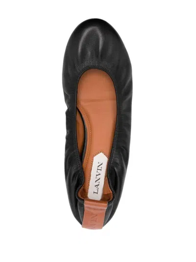 Shop Lanvin The Leather Ballerina Shoes In Black