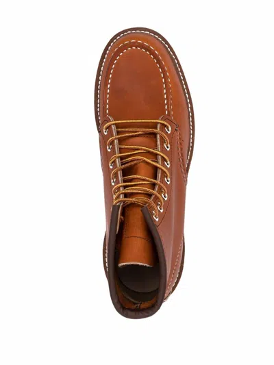 Shop Red Wing Shoes Classic Moc Leather Ankle Boots In Leather Brown