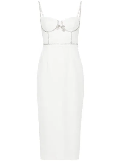 Shop Self-portrait Crystal-embellished Midi Dress In White