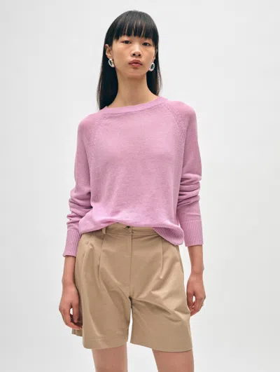 Shop White + Warren Linen Marled Sweatshirt In Pink Marl